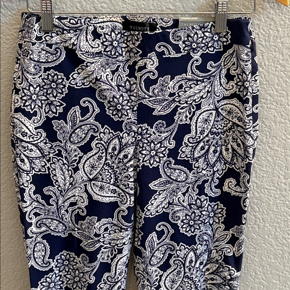 TALBOTS CHATHAM ANKLE PANTS - PAISLEY FLORAL SIZE 2P - Picture 5 of 8